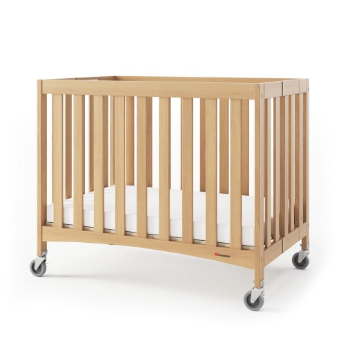 Foundations Travel Sleeper Folding Compact Crib with 2" Mattress, Natural